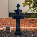 XBrand 39" 2-Tier Outdoor Freestanding Solar Water Fountain - Classic Design, Black Resin Bird Bath with Pump - Ideal for Yard, Lawn and Garden, Porch Dcor