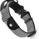 Plutus Pet Tactical Dog Collar with Tracker Pocket for AirTag, Adjustable Reflective Nylon Collar, Metal Buckle, Leather-Wrapped Handle, Soft Padded for Medium Large Dogs (Gray, L)