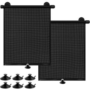 Car Window Shade for Side Windows, Retractable Pull Down Roller Sunshade UV & Heat Protection Automotive Blackout Protector with Suction Cup for Baby Kids Passenger Pets (4  6 | 2 Pack)