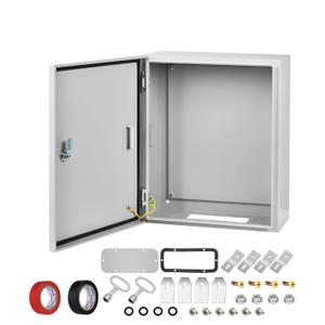 Steel Electrical Junction Box, 12 x 10 x 6 Waterproof & Dustproof Electrical Enclosure, Outdoor & Indoor Universal Project Box with Lock & Mounting Plate (Grey)