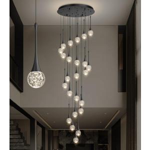 cenozo 24 Light Modern Glam Crystal Chandelier for High Ceiling LED Dimmable Ceiling Pendant Light Staircase Foyer Enterway Living Room Chandelier Lighting Antique Black