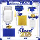 Vesici 4 Sets Blue 2026 Graduation Table Decorations Mason Jar Graduation Decoration 4 Mason Jars with Grad Cap 24 Glitter Class of 2026 Congrat Grad Decor with Stick for College High School Party
