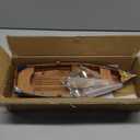 SAILINGSTORY Wooden Fishing Boat Model Rowboat Sailboat Model Nautical Beach Decor 18"