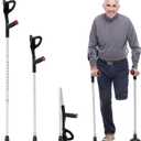 Ergonomic Forearm Crutches for Adults  Adjustable Folding Arm Crutch Pair, Lightweight Heavy Duty Walking Aid with Non-Slip Tips, Portable Travel-Friendly Design (Supports 300 lbs, Black)