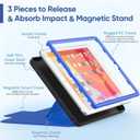 SEYMAC stock Case for iPad 9th/8th/7th Generation 10.2'', Strong Magnetic Auto Sleep Shockproof Case with Absorbing Multi-Angles Stand, Pen Holder, Card Slot (Blue)