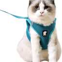 HEYWEAN Cat Harness and Leash - Ultra Light Escape Proof Kitten Collar Cat Walking Jacket with Running Cushioning Soft and Comfortable Suitable for Puppies Rabbits (Medium, Turquoise)