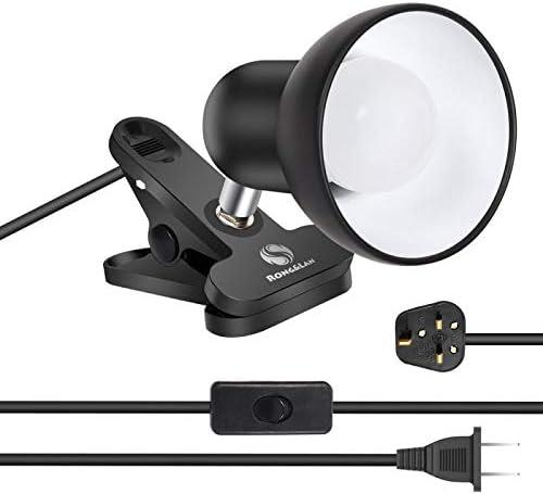 RONG&LAN Clip lamp,360 Rotation Clip on Lamp Portable Book Reading Light,Clamp on Desk/Table/Bunk Bed/Cupboard Home Lighting, (Desk lamp,Seven Colors for Your Choice) (Black,2)