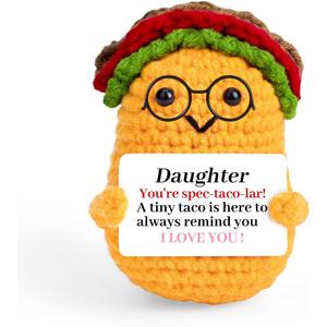 2 Pack Keyrose Best Friend Birthday, Cute Mini Positive Crochet Taco, Small Funny Handmade Emotional Support Taco