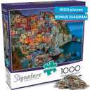 Buffalo Games - Cinque Terre 1000 Piece Puzzle for Adults - Jigsaw Puzzles - Challenging Italy Coastal Scene with Poster - Peter Stewart Photography