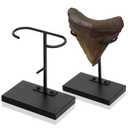 Chunful 1 Pc Megalodon Shark Tooth Display Stand Metal Shark Tooth Holder Display Easel Holder for Slab Slice Fossil Flat Crystals and Minerals, Black, 4 x 4.5 x 2.5''