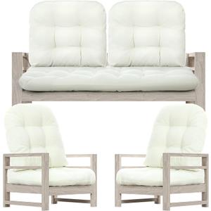 Youyole 7 Pcs Outdoor Wicker Chair Cushions Set with 1 Loveseat 44 x 19 in Weatherproof & 6 U Shaped Cushions for Wicker Patio Furniture Porch Swing Bench Seat Sofa Couch(Beige)
