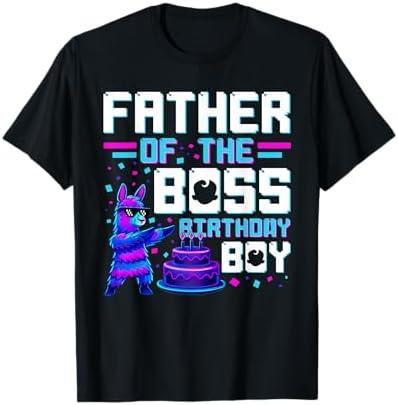 Father Of The Boss Birthday Boy Llama Pinata Family Party T-Shirt L Black Father Of The Boss Birthday Boy Llama Pinata Family Party T-Shirt L Black