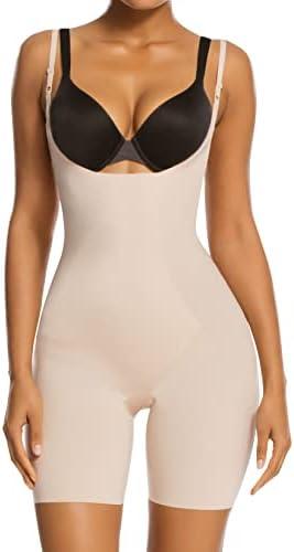 SHAPERX Shapewear for Women Tummy Control Open Bust Thigh Slimmer Body Shaper, XL