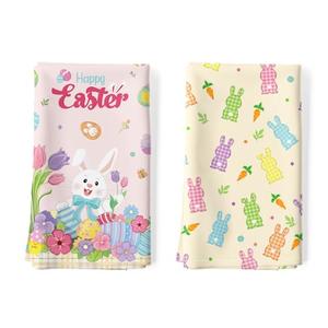 Arquiel 2Pcs Easter Bunny Kitchen Tea Towels 100% Cotton Colorful Floral Hand Towels Multiple Uses Quick Dry Dish Cloth for Table, Kitchen Decor, Housewarming Gifts