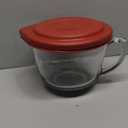Anchor Hocking Batter Bowl, 2 Quart Glass Mixing Bowl with Red Lid (1 Count)