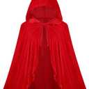 Colorful House Velvet Red Riding Hooded Velvet Cloak Halloween Christmas Cosplay Party Fancy Cape (27.56'')