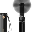 JISULIFE Handheld Mini Fan, 3 IN 1 USB Rechargeable Portable Fan [12-19 Working Hours] with Power Bank, Flashlight, Pocket Design for Travel/Summer/Concerts/Lash, Gifts for Women (Black)