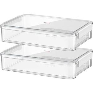 2 Pack Document Storage Clear Plastic Storage Boxes with Lids Stackable Storage Bins Paper Storage Box Containers for Organizing A4 File Paper Document Photo Scrapbook Craft Storage White