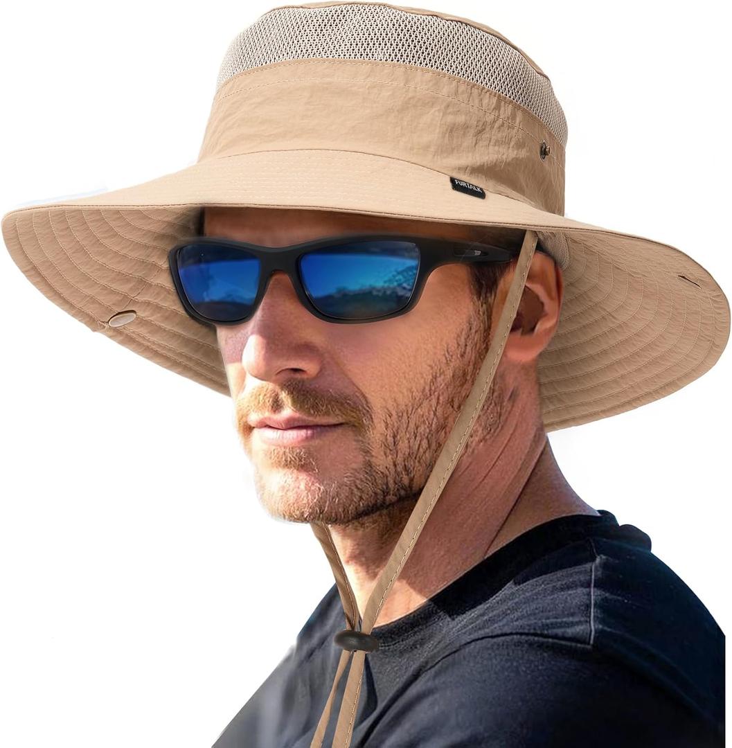 FURTALK Sun Hats for Men Women Fishing Hat UPF 80+ Breathable Wide Brim Hiking Summer UV Protection Bucket Hats (Khaki) FURTALK Sun Hats for Men Women Fishing Hat UPF 80+ Breathable Wide Brim Hiking Summer UV Protection Bucket Hats (Khaki)