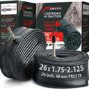 Fincci Pair 26 Inch Bike Tube with Presta Valve Durable Bike Tire Tubes 26x1.75/1.95/2.0/2.1/2.125 Value Pack, Reliable Air Retention and Esy to Instll 2X Tubes for MTB, Road and Cruiser Bikes