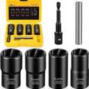 Topec 6PCS Lug Nut Removal Tool, 1/2-Inch Drive Wheel Lock Removal Kit, 17,19,21,22mm Stripped Lug Nut Remover, Extractor Socket Set for Broken, Damaged, Rounded Bolts