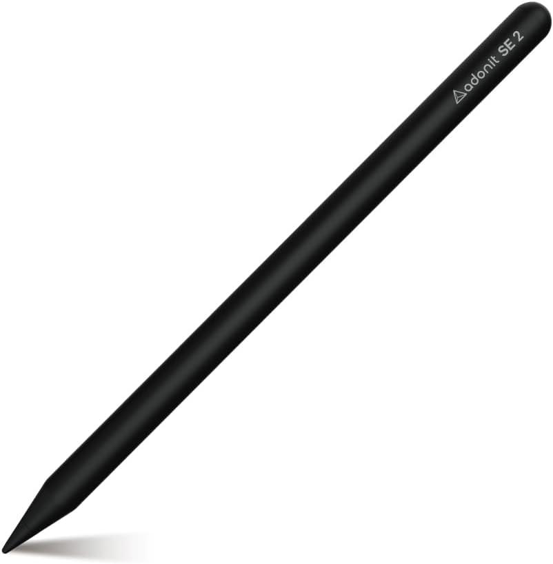 Adonit SE2 Magnetic Attached Palm Rejection Stylus for Writing/Drawing Compatible with iPad Models (6th-10th, Mini 5th/6th, Air 3rd-6th, Pro 11" 1st-5th, Pro 12.9"/13" 3rd-7th) - Black