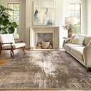 Washable Area Rugs for Living Room Bedroom, 10x12 Modern Abstract Non Slip Rug, Low Pile Soft Contemporary Indoor Floor Carpet Cover for Dinning Room Kitchen, Brown
