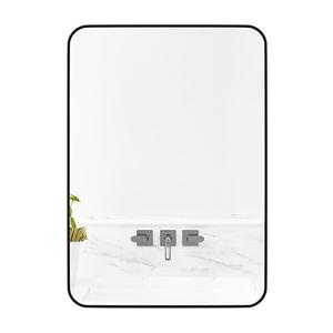 Manocorro Wall Mirror Bathroom Mirror, 20 x 28 Inch Black Rectangular Mirror with Aluminum Alloy Frame, Rounded Corner Hanging Mirror Decor for Entryway, Bedroom, Living Room Manocorro Wall Mirror Bathroom Mirror, 20 x 28 Inch Black Rectangular Mirror with Aluminum Alloy Frame, Rounded Corner Hanging Mirror Decor for Entryway, Bedroom, Living Room