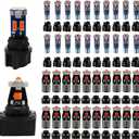 WLJH 40 Pack 194 168 T10 T5 LED Bulbs With Sockets, Non Polarity, Dimmable, For Dash Cluster Dome Map Vanity Mirror Door Trunk License Plate Lights,300 LM Interior & Exterior Replacement, Red