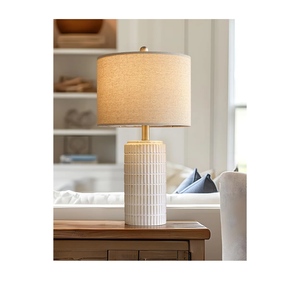 PoKat 23'' Bedside Table Lamp for Bedroom Nightstands, Birthday Gifts for Women Mom, House Warming Gifts New Home Decor, Ceramic Lamp for Living Room, White Modern Bedroom Lamp