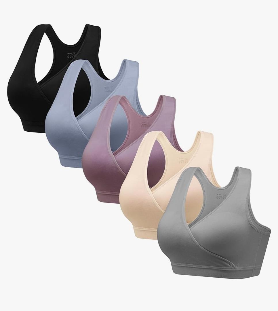 HBselect Nursing Bras for Breastfeeding, Maternity Nursing Sleep Bra Wireless Pregnancy Sleep Bralette 3 Pack, Medium