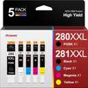 280XXL 281XXL Ink Cartridges High Page Yield (5-Pack) Compatible for Canon PGI-280XXL CLI-281XXL Ink 280 281 Ink Cartridges Work with TR8620a TR8620 TR8520 TR8600 TS9521C TR7520 Printer, PGBK BK C M Y