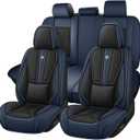Arazi Custom 5 Full Seat Cover for Toyota Corolla 2009-2025, Full Coverage Premium Waterproof Nappa Leather Seat Covers（5 Seats Standard, Black&Blue）