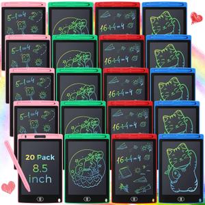Zhehao 20 Pack LCD Writing Tablet for Kids: 8.5 Inch Colorful Drawing Doodle Boards - Reusable Erasable Doodle Board Educational Learning Toys Gifts for Toddlers Ages 3-8 Party Favors(Vibrant,Classic)