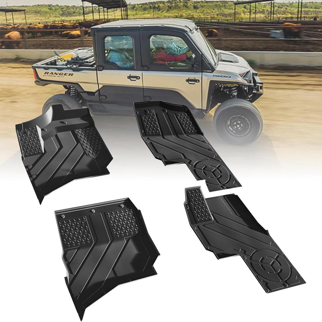 Floor Mats for 2024 Polaris Ranger XD 1500, TPE Front & Rear Row Floor Mats All Weather Protection Durable Slush Liners for Polaris Ranger Crew XD 1500 Northstar All Models 2024 Accessories