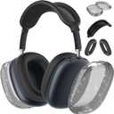 AirPods Max Case Cover,Anti-Scratch Ear Pad Case Cover/Ear Cups Cover/Headband Cover for AirPods Max, Clear Soft TPU and Silicone,Skin Scratch Proof (3 in 1 Silicone & TPU, 3PC, Glitter Black)