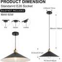 EFINEHOME 16 Inch Modern Black Pendant Light, Minimalist Cone Pendant Lamps for Kitchen Island, Industrial Adjustable Height Hanging Lights Indoor for Barn Dining Living Entryway Shop (Style B-1 Pack)