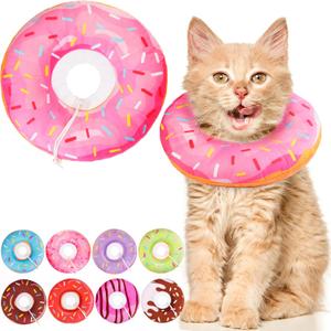 Cat Cone Collar Soft, Adjustable Cat Recovery Collars Spay Cones to Stop Licking, Cute Kittens Donut E Collar After Surgery, Anti-Lick Wound Healing Elizabetan Collars for Kittens (Pink, Small)