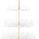 Coitak 3 Tier Cupcake Stand, Plastic Tiered Serving Stand, Square Dessert Tray for Tea Party, Baby Shower and Wedding (Pure White)