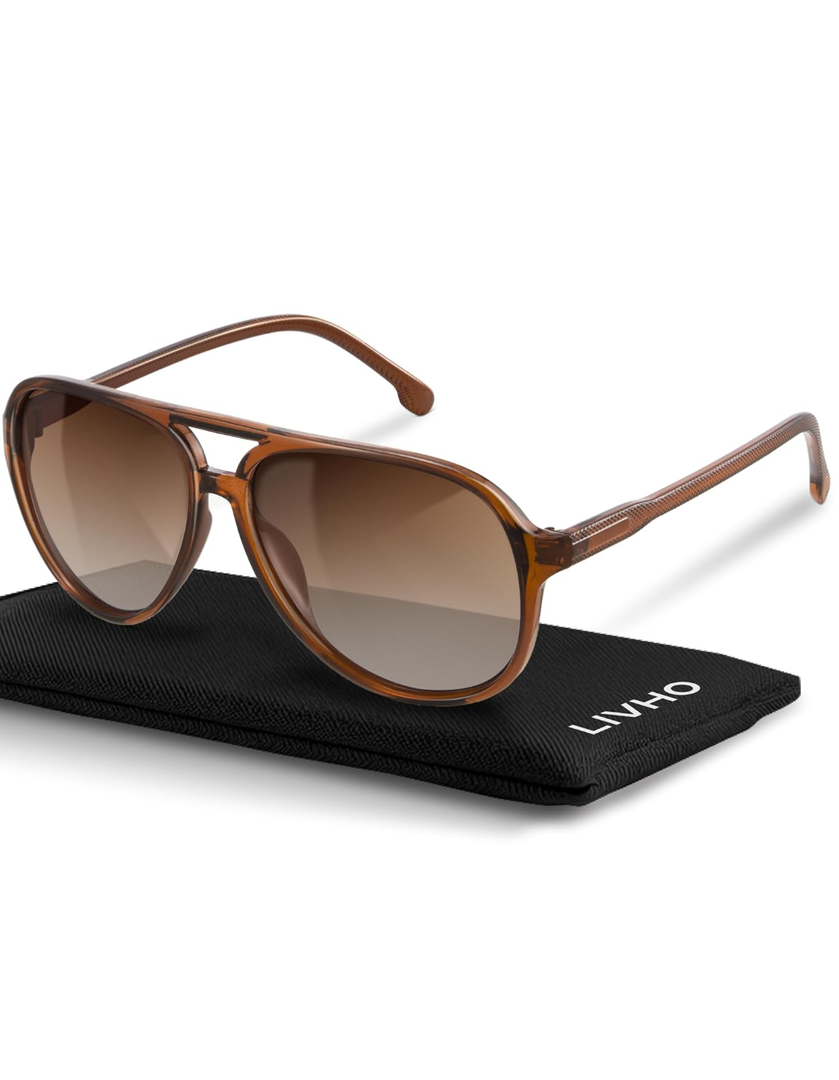 livho Trendy Polarized Aviator Sunglasses Women Men, Retro Sun Glasses for Women Men 2025, Oversized UV Protection Shades