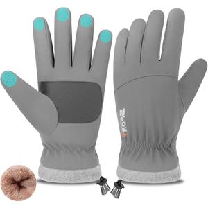 FZ FANTASTIC ZONE Winter Waterproof Ski Snow Gloves for Men Women,Warm Touchscreen Gloves for Cold Weather Driving Run Gift (X-Large, Light Grey)