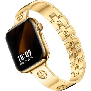 Missair Compatible with Apple Watch Band 38mm 40mm 41mm 42mm 44mm 45mm 46mm 49mm, Stainless Steel Metal Strap Women Dressy Bracelet Wristband for iWatch Series 11 10 9 8 7 6 5 4 3 2 1 SE Ultra (Cartier Gold)