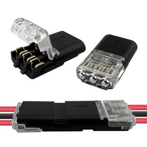 MateIJS 30PCS 3-Pin Double Wire Plug-in Connector with Locking Buckle, No-Stripping Quick Splice Clips for 22-18 AWG LED Strip Light & Electrical Cable, Tool-Free Fast Secure Connection