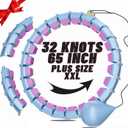 65inch 32 Knots Plus Size Quiet Weighted Hula, Smart Detachable Fitness Infinity Hoop, 2 in 1 Waist and Abdominal Weight Loss for Women, Workout Exercise Equipment Hoop