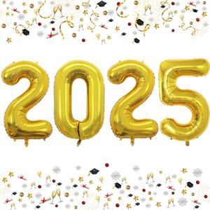GOER 42 Inch 2025 Gold Foil Number Balloons for 2025 New Year Eve Festival Party Supplies Graduation Decorations