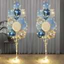Balloons Stand Kit for Floor with String Light 2 Set Blue Centerpieces Balloon Holder Decoration for Wedding Birthday Party Bachelorette Party