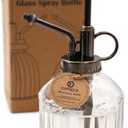 OFFIDIX Transparent Glass Watering Spray Bottle,Plant Mister with Plastic Bronze Plastic Top Pump, Glass Small Watering Can for Indoor Potted Plant, Outdoor Indoor Garden, Plants, Cleaning Solutions