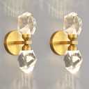 2 Packs Wall Sconces - Gold Modern Crystal Vanity Lighting for Dining Room, Bedroom, Living Room, Entryway, Bathroom - Wall Mount Lighting Fixture - Warm Light