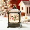 Christmas Snow Globe Lantern with Snowmen 8 Music Songs & 6H Timer Water Snow Globe Lantern USB & Battery Operated for Christmas Festival Decorations Gifts (Two Snowmen)