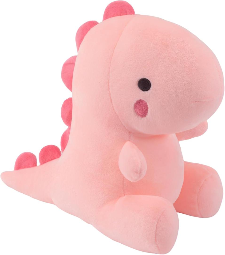 Plush Dinosaur Stuffed Animal, Cute Toys Anime Dinosaur Soft Throw Pillow Gift for Children Boys Girls Pink 10.8 inch